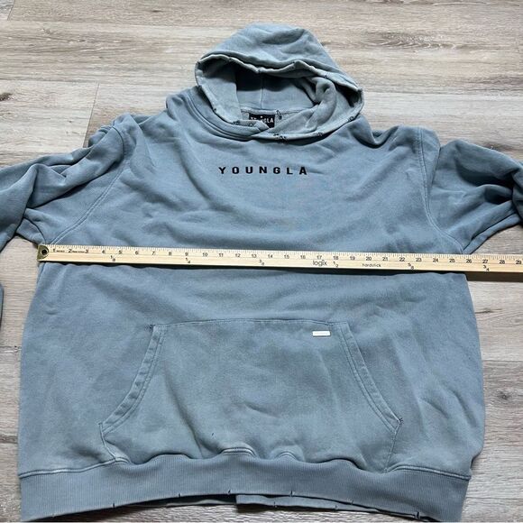 Youngla Hoodie Mens 2XL Gray Monarch Sweatshirt Pullover Gym Workout Heavy - Picture 5 of 8